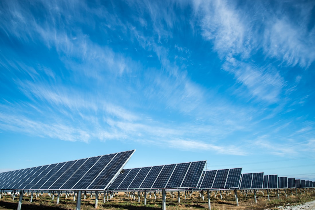 Solar panel array installed on open ground